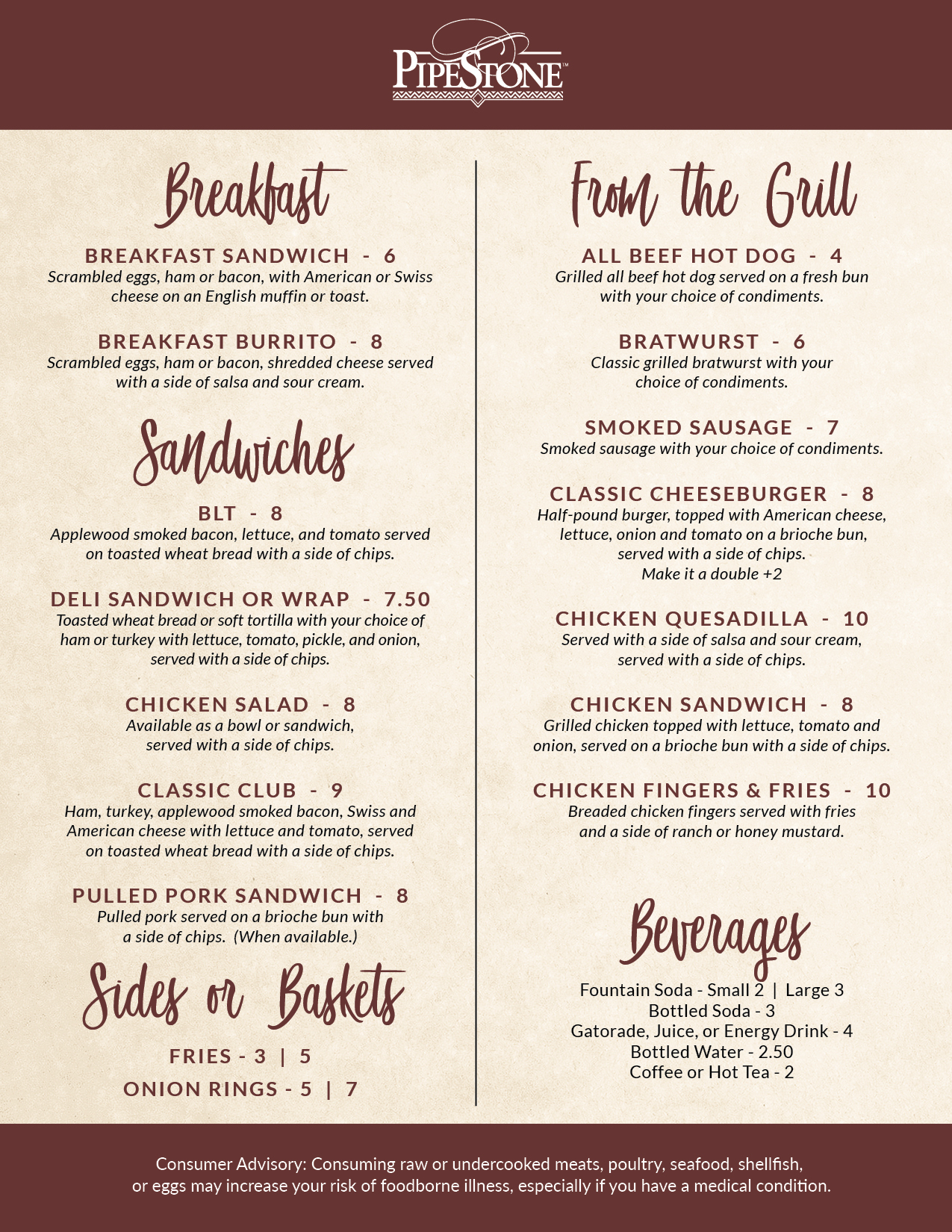 1818 Menu